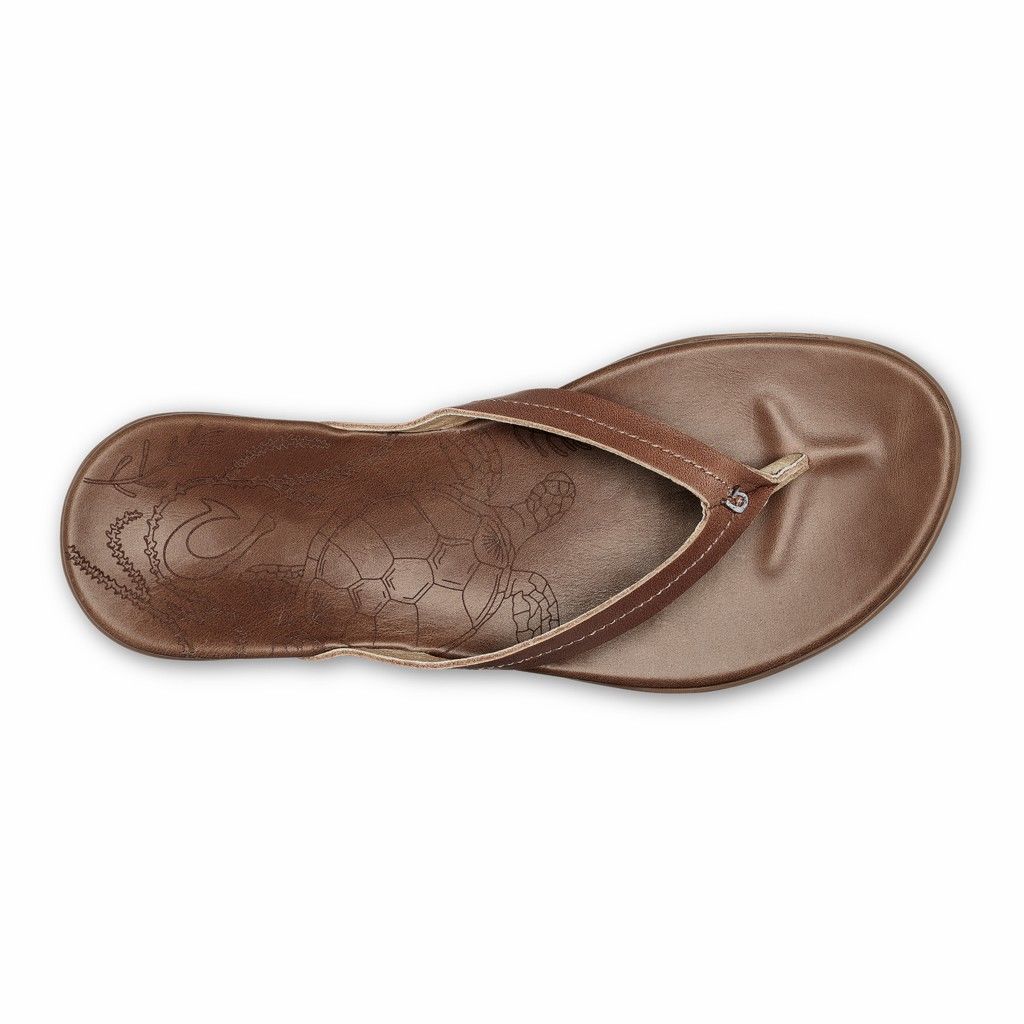 Sandalias Olukai Honu - Chanclas Mujer Cafes 20460-529